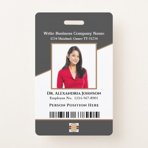 Modern Employee Bar Code Logo ID Custom Card Badge