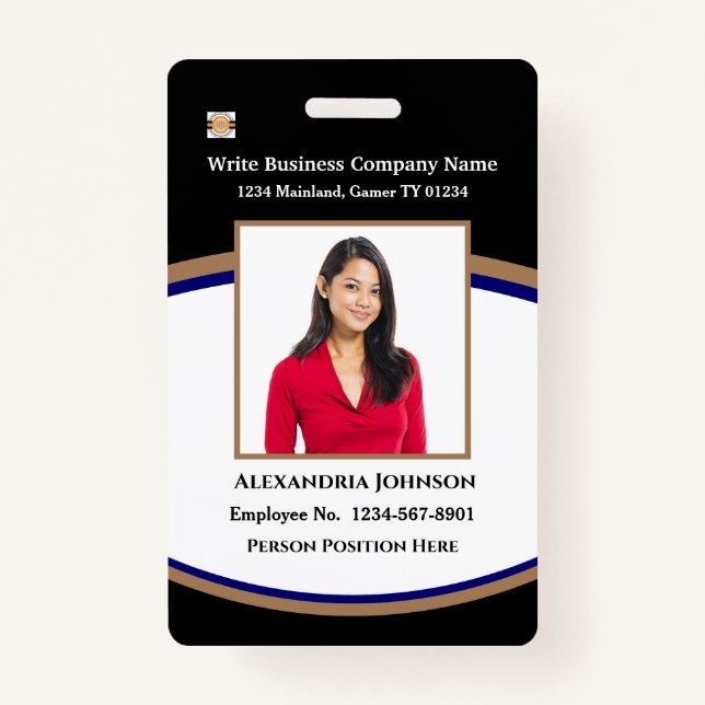 Modern Employee Bar Code Logo ID Custom Card Badge (Front)