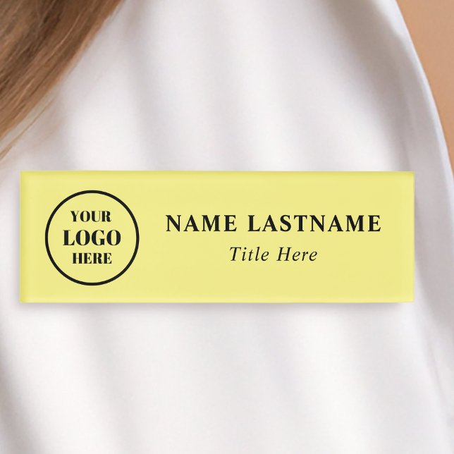 Modern Employee Business Logo yellow Staff  Name Tag (Creator Uploaded)