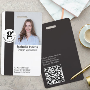 Modern Employee ID Badge with Photo & QR Code