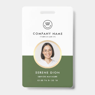 Modern Employee ID Company ID Circle Photo Green  Badge
