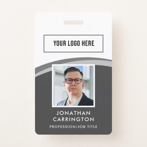 Modern Employee ID Photo Logo QR Code Badge