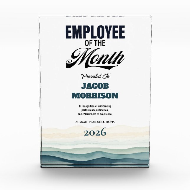 Modern Employee of the Month Custom Recognition Acrylic Award (Front)