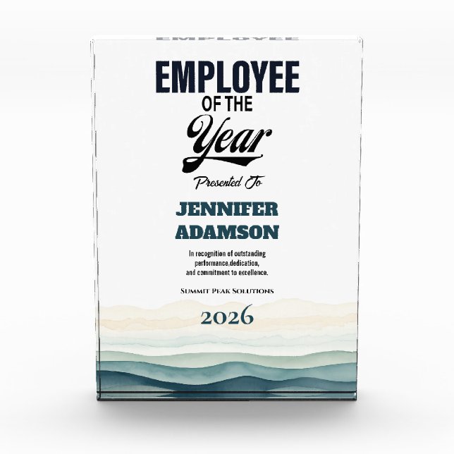 Modern Employee of the Year Custom Recognition Acrylic Award (Front)
