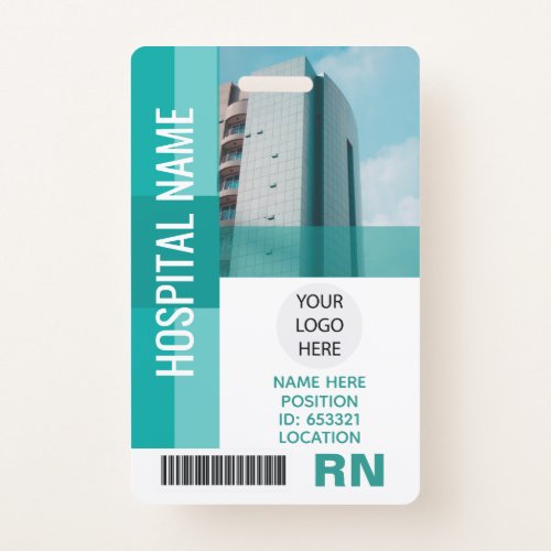 Modern Employee Photo Bar Code Logo Name ID Badge