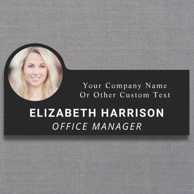 Modern Employee Photo Black Name Tag (Creator Uploaded)