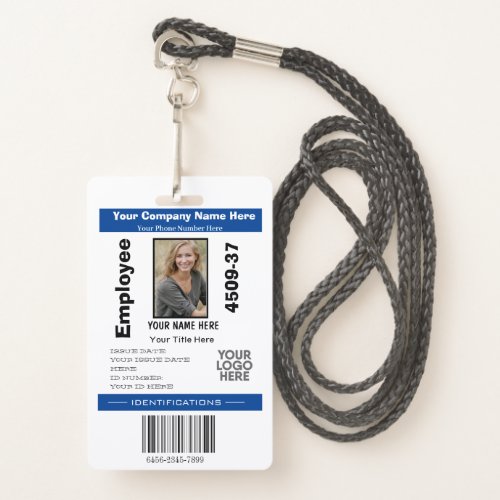 Modern Employee Photo ID Card Business QR Logo Badge