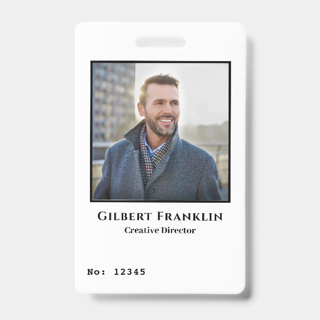 Modern Employee Photo ID Cards Custom Badge (Front)