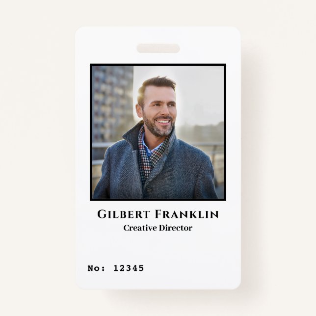 Modern Employee Photo ID Cards Custom Badge (Front)
