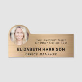 Modern Employee Photo ID Gold Name Tag | Zazzle