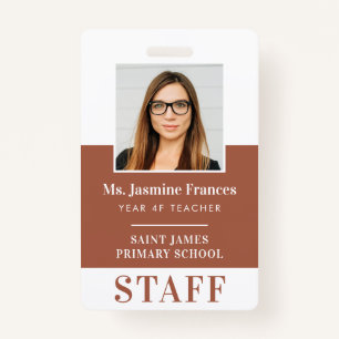 MODERN EMPLOYEE PHOTO ID simple clay brown Badge