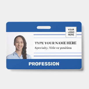 Modern Employee Photo Logo Barcode Name Badge
