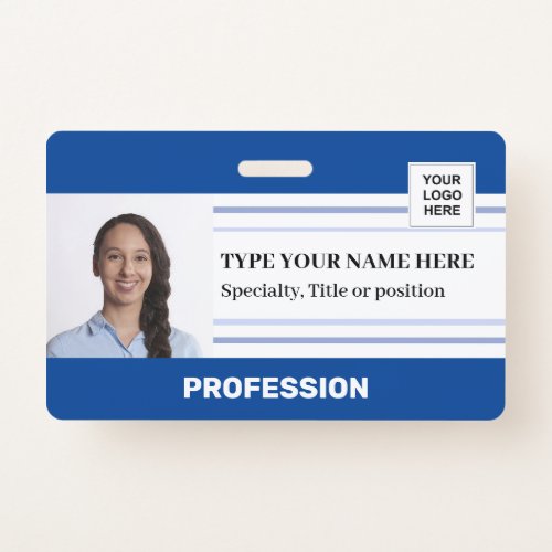 Modern Employee Photo Logo Barcode Name Badge