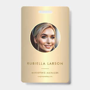 Modern Employee Professional ID photo Gold QR Badge