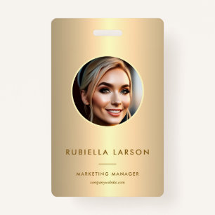 Modern Employee Professional ID photo Gold QR Badge