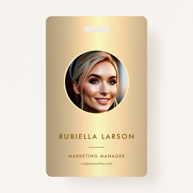 Modern Employee Professional ID photo Gold QR Badge (Front)