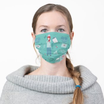 Modern Emt Nurse Doctor Pattern Adult Cloth Face Mask by 911business at Zazzle
