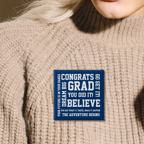 Modern Encouraging Congratulations Grad Blue Button