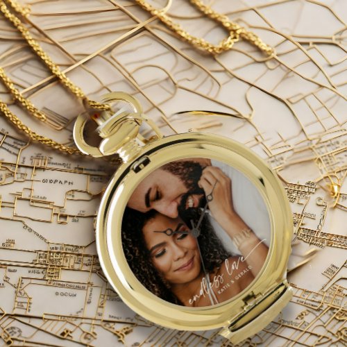 Modern Endless Love Personalized Photo Gift Pocket Watch