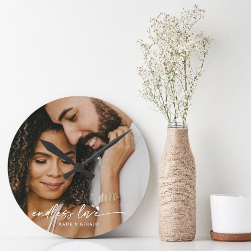 Modern Endless Love Personalized Photo Gift Round Clock