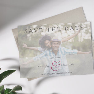 Modern Engaged Couple Photo and  Save the Date Invitation