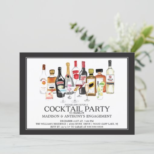 Modern Engagement Cocktail Party Invitation | Zazzle