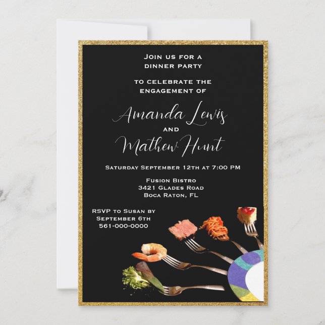 Modern Engagement Dinner Party (5x7)  Invitation (Front)