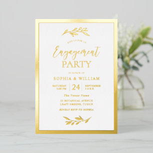 Modern Engagement Party Gold Leaf Elegant Foil Invitation