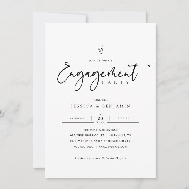 Modern Engagement Party Invitation (Front)