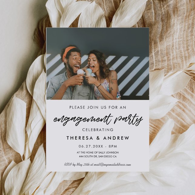 Modern Engagement party photo invitation (Creator Uploaded)