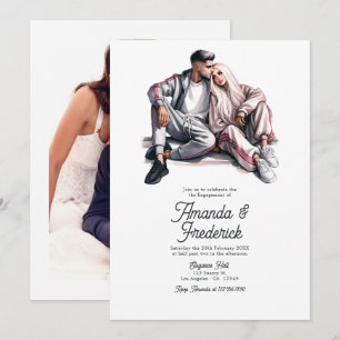 Modern Engagement Party Photo Invitation