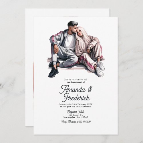 Modern Engagement Party Photo Invitation