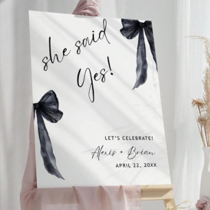Modern Engagement Party Sign Minimalist She Said 