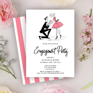 Modern Engagement Party Typography Pink Hand Drawn Invitation
