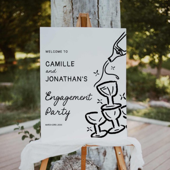 Modern Engagement Party Welcome Sign (Modern Engagement Party Sign)