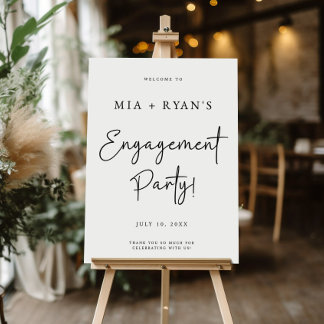 Modern Engagement Party Welcome Sign, Minimalist Foam Board