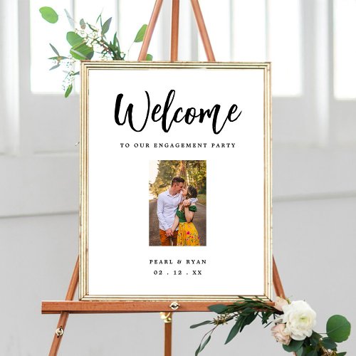Modern Engagement Party Welcome Sign With Photo 