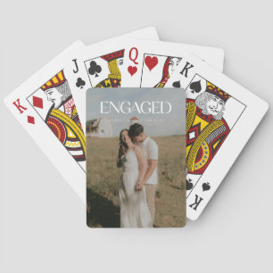 Modern Engagement Photo & Names Custom Couple Poker Cards