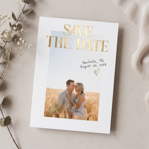 Modern Engagement Photo Save The Date Foil Card