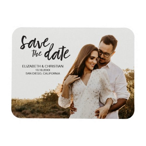 Modern Engagement Photo Script Save the date  Magnet