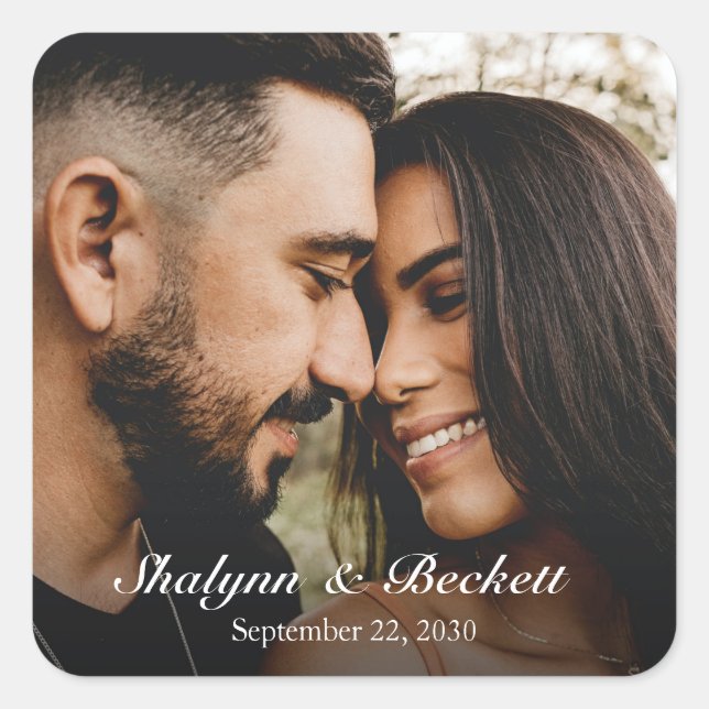 Modern Engagement Photo Square Sticker (Front)