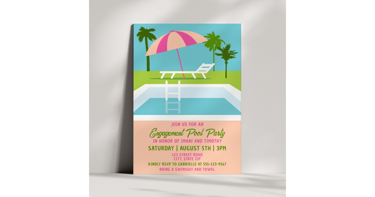 Modern Engagement Pool Party Tropical Summer Invitation | Zazzle