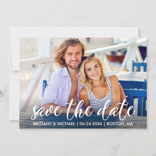 Modern Engagement Save The Date Photo Couple Invitation | Zazzle.com