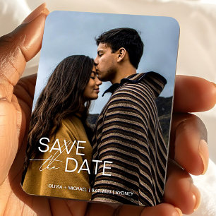 Modern engagement save the date wedding favors magnet