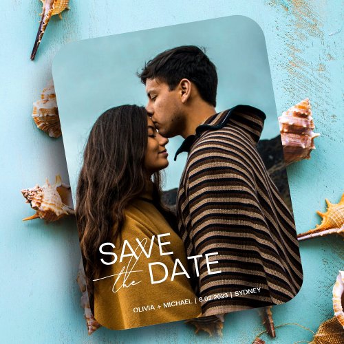 Modern engagement save the date wedding favors magnet