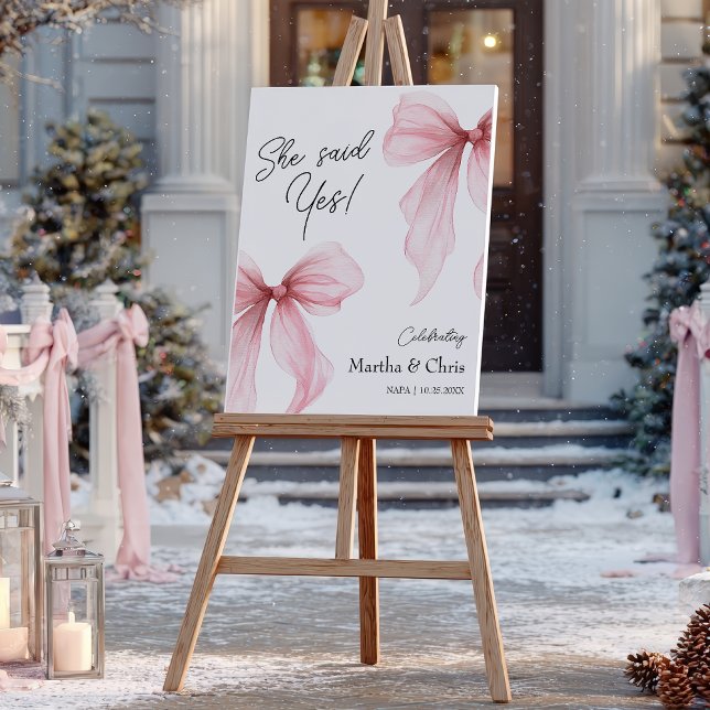 Modern Engagement She Said Yes Coquette Pink Bow Foam Board (Modern Engagement She Said Yes Coquette Pink Bow Foam Board)