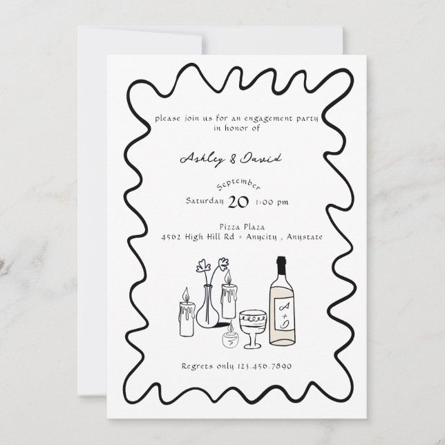 Modern Engagement | Whimsical Wedding Invitations (Front)