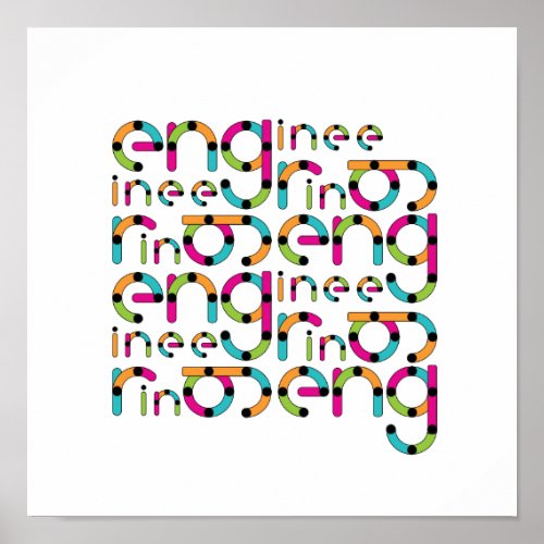 Modern Engineering Typography Pattern Poster