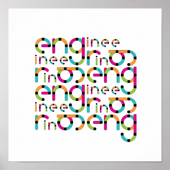 Modern Engineering Typography Pattern Poster (Front)