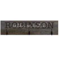 Modern Engraved Cursive Script Wooden Coat Rack